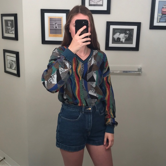 St Croix Sweaters - Vintage St Croix Colorful Coogi Style Sweater